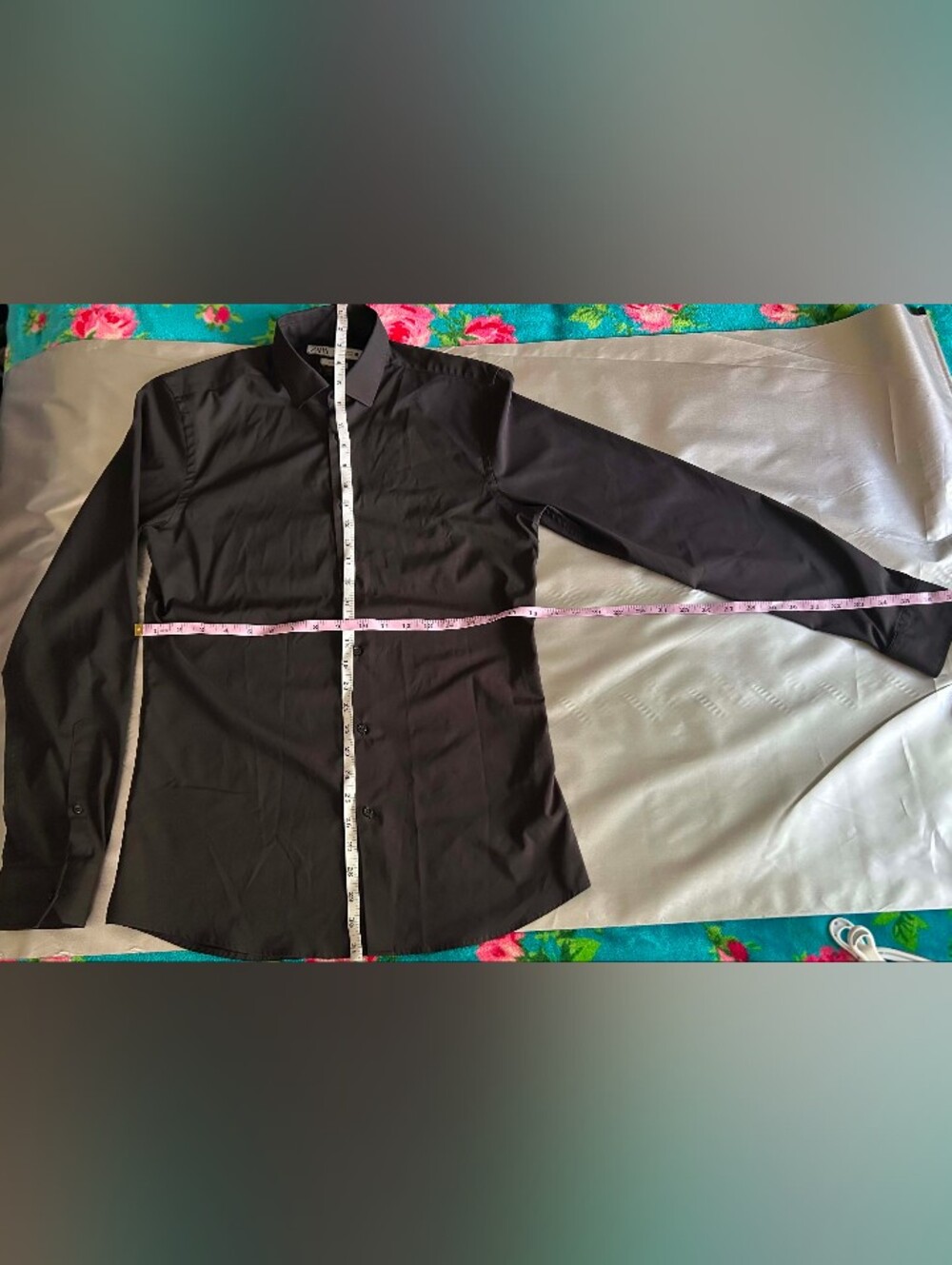 Zara Black Fitted Button-Front Shirt Jacket